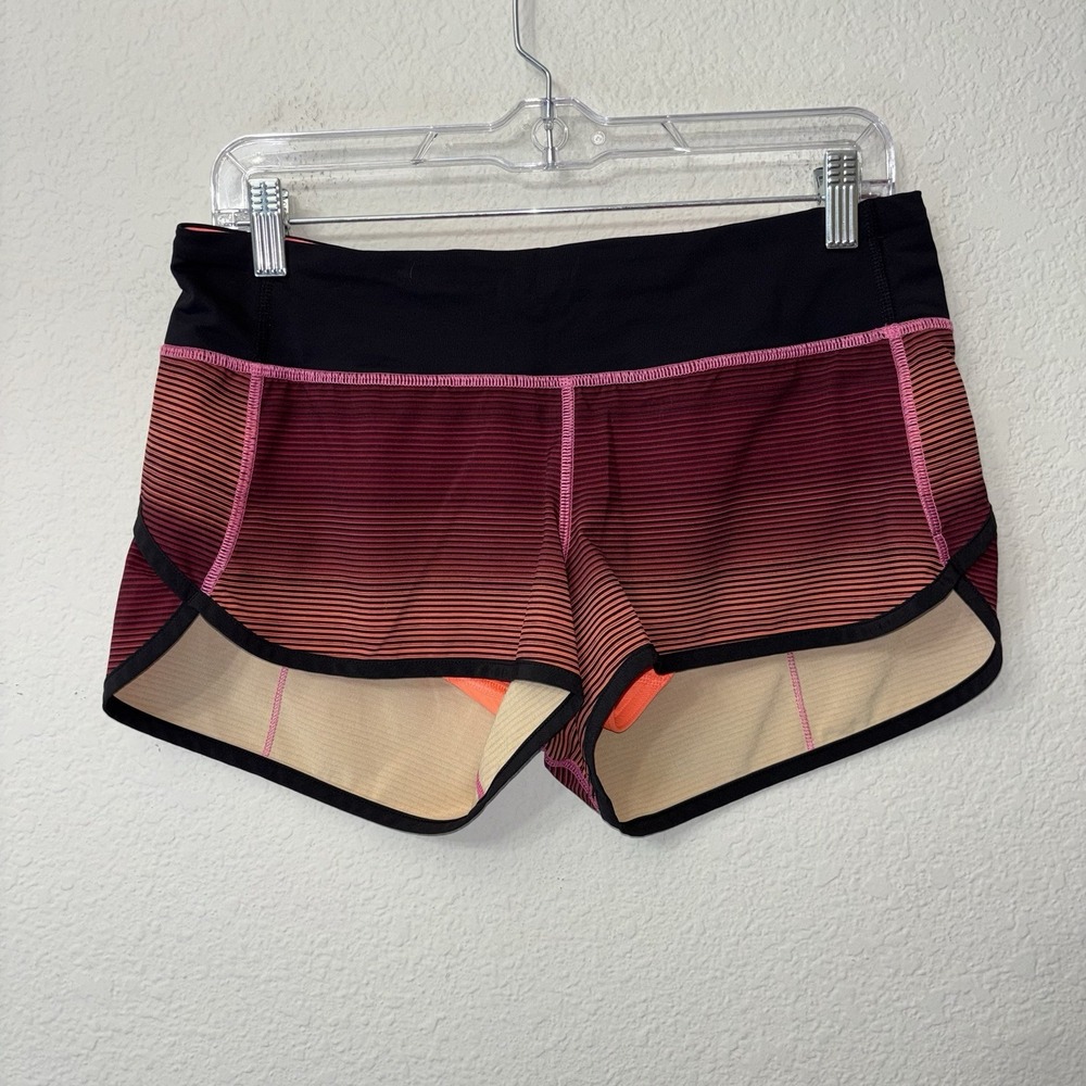 Lululemon Run Speed Shorts Pink Paradise Black Size 6 With Liner 2.5" Athletic